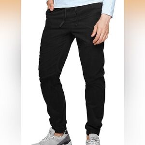 Kayden K  Men's Jet Black Skinny joggers chino pants Jeans S drawstring tapered